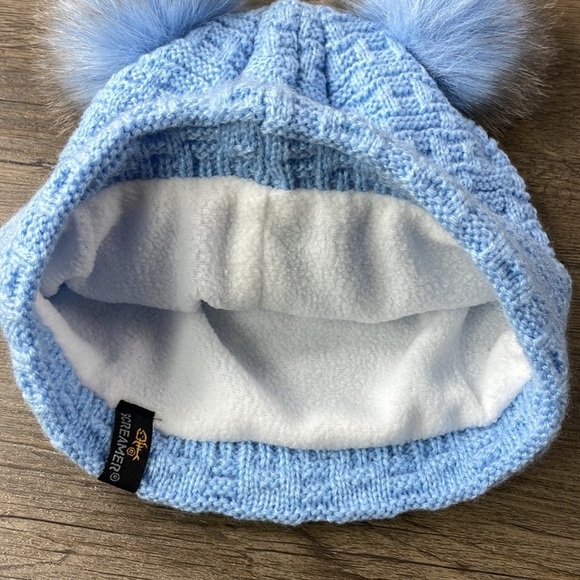 Screamer Light Blue Fleece Lined Knit Hat with PomPoms, Youth - Picture 7 of 7
